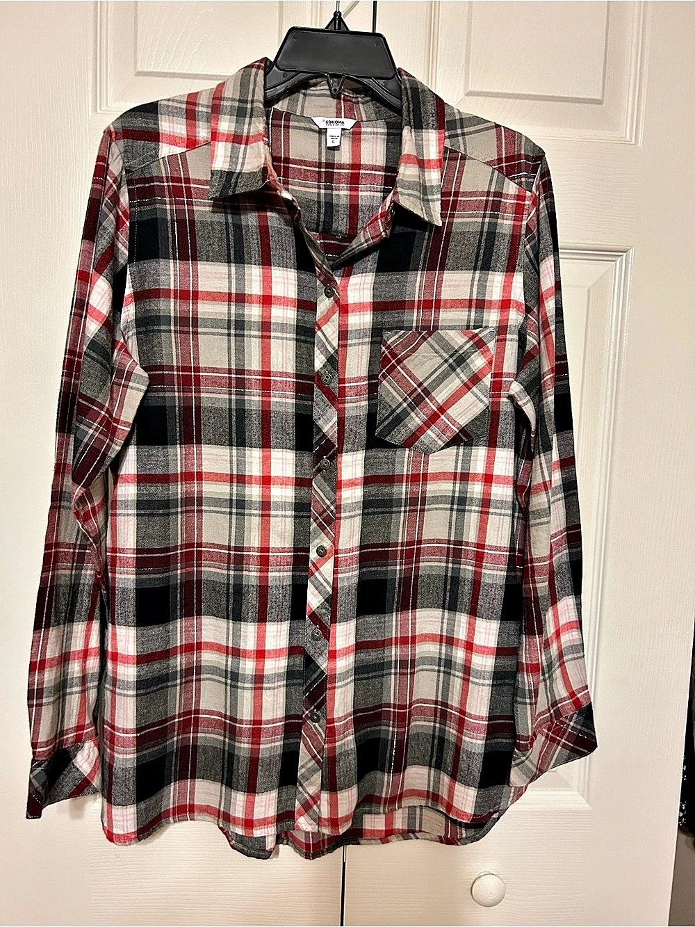 Sonoma Plaid Cotton Shirt Size Large